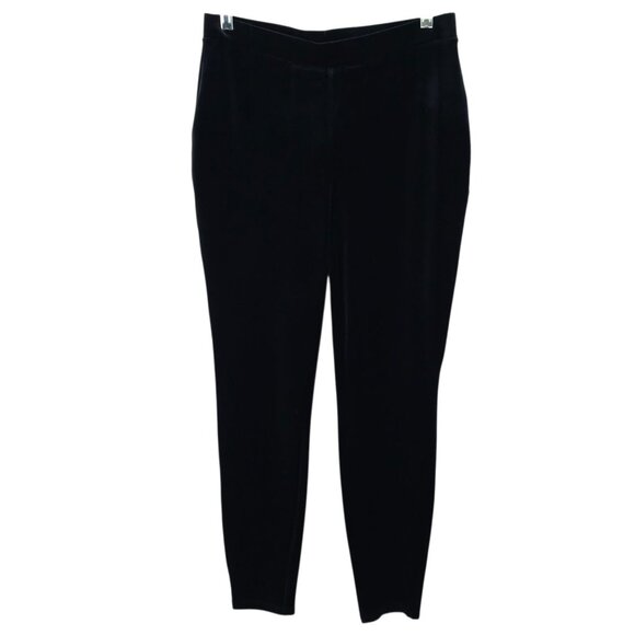 Chicos Velvet Pull On Pants Womens Size 1 US 8 Stretch Mid Rise Ankle Black - Picture 2 of 16